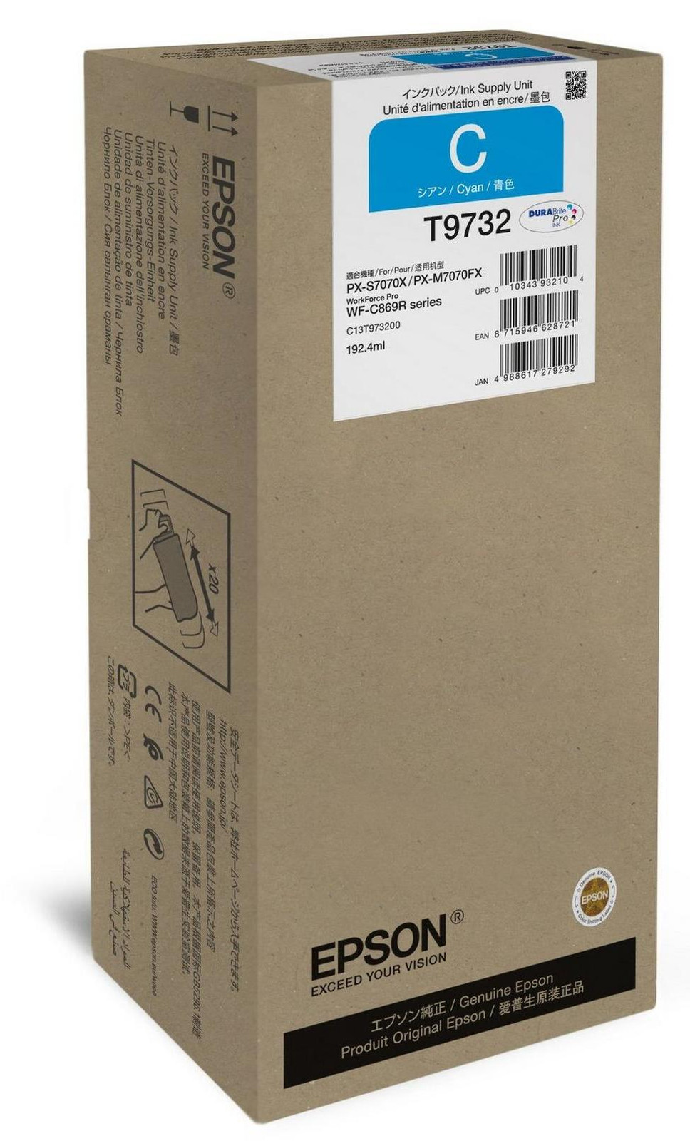 Epson T9732 Cyaan Inktpatroon XL-formaat 192,4 ml