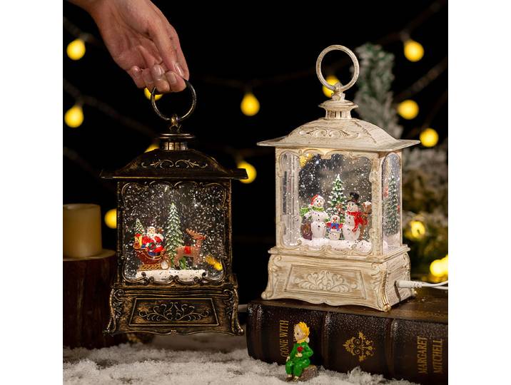 Boîte à musique de noël avec lumières de noël en cristal, ornements, décor festif pour la maison, décoration de table, cadeau de noël classique