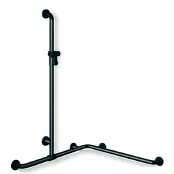 HEWI Duschhandlauf mit verschiebbarer Brausehalterstange, Serie 801, Anthrazitgrau