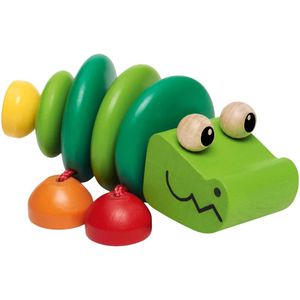 Selecta Motorikspielzeug 61044, Klapper-Kroko, Greifling aus Holz, ab 0 Monate