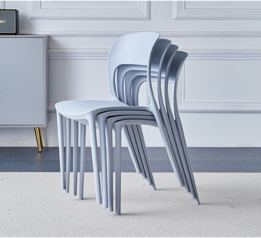 Ivy Bronx Stoker Stackable Plastic Chairs (CHA201) X 4 Grey 82cm H X 41cm W X 55cm D