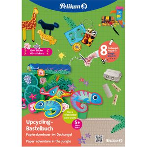 Pelikan Bastelset 102063 Upcycling-Bastelbuch, Dschungel, mit Stickern, ab 5 Jahre