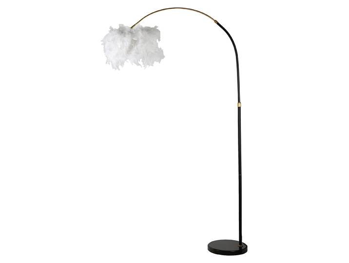Lampadaire Arc Plur 100 X 180 Cm - Lampadaire Incurvé Glamour En Métal Et Marbre - Abat-Jour En Plumes Synthétiques - Douille E27\, 40 W\, 220 V