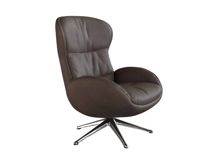 Relaxsessel FLEXLUX Haze, hervorragender Komfort, Alu Fuß, organisches Design, ergonomisch , braun (hazelut braun), B:70cm H:104cm T:79cm, 100% Echtleder, Sessel, Relaxsessel, Rückenteilverstellung, drehbar, Fuß Alu