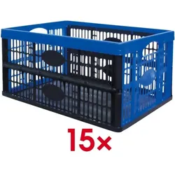 Viso 15x Klappkiste 30 Liter schwarz, 47.5x23.5x35 cm