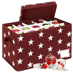 Relaxdays Weihnachtskugel Aufbewahrungsbox Weiß,Rot