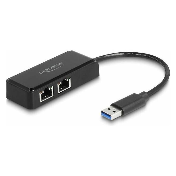 Delock USB Typ-A Adapter zu 2 x Gigabit LAN (USB, RJ45 Gigabit Ethernet (2x)) (64194)
