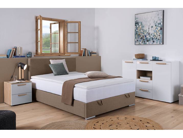 Lit boxspring Escaba 140 x 200cm Tissu Neala Marron