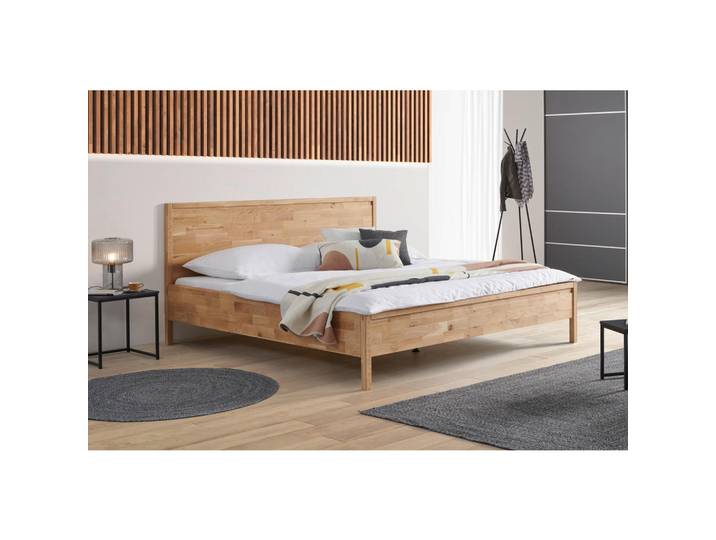 Mid.you Bett, Wildeiche, Holz, Wildeiche, massiv, Höhe ca. - cm, 180x200 cm, Lattenrosthöhe individuell einstellbar, Holzmöbel, Holzbetten, Sonstige Holzbetten