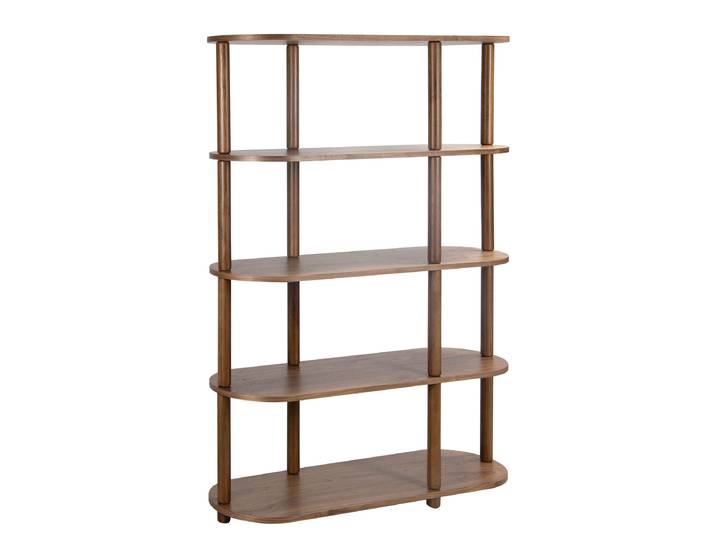 Regal Ticonic - 117 cm Böden: MDF Mitteldichte Holzfaserplatte , furniert Gestell: Massivholz Eiche, lackiert Braun/Walnuss 117 x 157 x 38cm