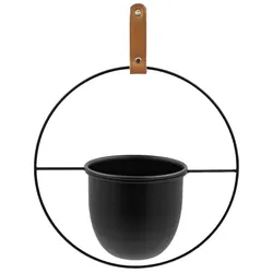 Hänge-Übertopf VÄXTRING mit Ring - Blumenampel Metall Schwarz - Scandi Blumen Depot 30x39cm