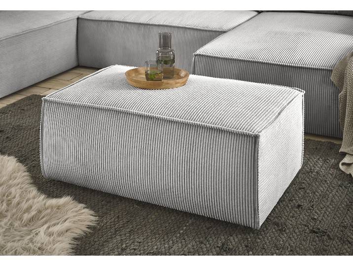 Hocker GOODPRODUCT SHERWOOD Cord Polsterhocker , grau (hellgrau), B:102cm H:42cm T:69cm, 100% Polyester, Hocker, Hocker, passend zur Polster-Serie SHERWOOD
