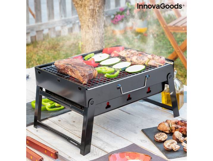 Opvouwbare draagbare barbecue voor gebruik met houtskool BearBQ InnovaGoods