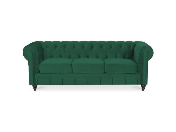 Canape Chesterfield Velours 3 Places Altesse Vert