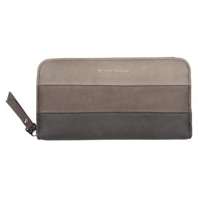 Geldbörse TOM TAILOR "ELLEN Long zip wallet", Damen, grau, Lederimitat, clean, gemustert, gepflegt, mehrfarbig, Kleinlederwaren, im modischen Streifendesign
