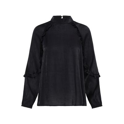 Langarmbluse PULZ JEANS "Pulz Jeans Bluse langarm PZFIRA", Damen, Gr. M, schwarz (schwarz beauty), Blusen