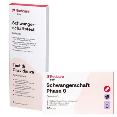 Schwangerschaft Phase 0 RedCare Kapseln + Redcare Schwangerschaftstest Urin 1 St Set