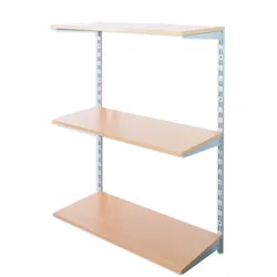 Biedrax Wandregal - Grundregal 35 x 60 x 100 cm, Farbe silber - 3 Fachboden Buche