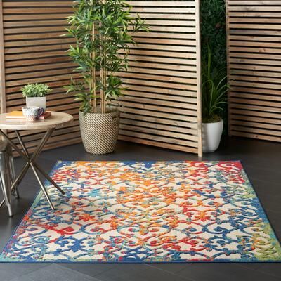 Nourison Aloha Transitional Scroll Indoor/Outdoor Damask Rug