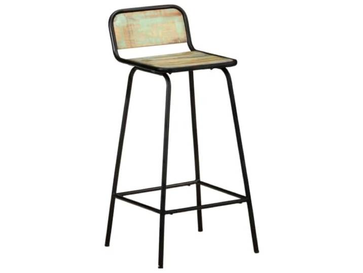 GPUTYGHN Barstühle 4 STK. Altholz Massiv Mangoholz,Stahlgestell pulverbeschichtet,integrierte Fußstützen,110 kg pro Sitzplatz,Unikat Maserung