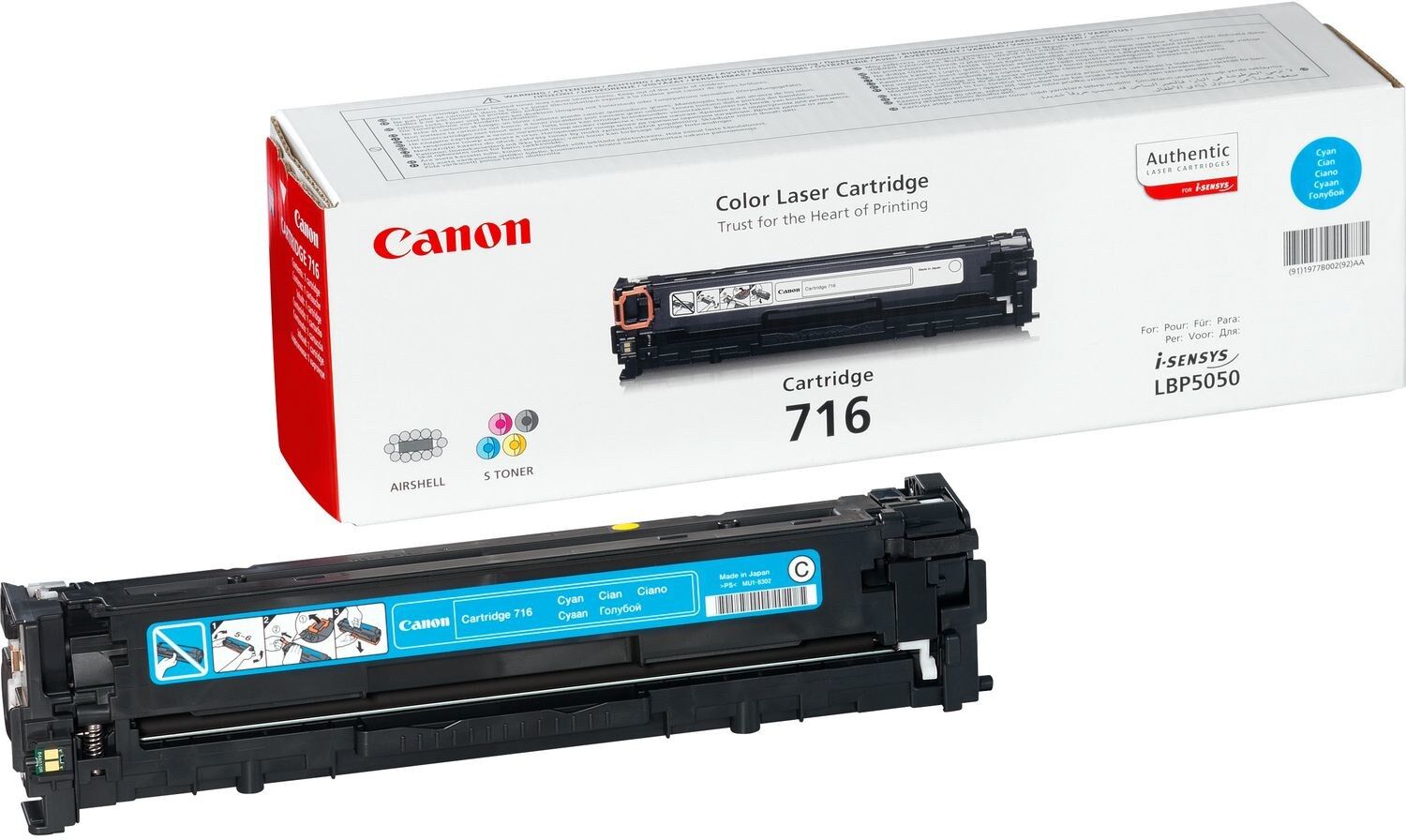 Canon 716 Original Toner Cartridge, 1,500 Pages - Cyan