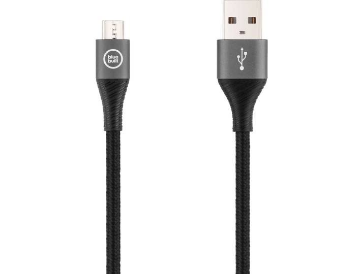 BlueBuilt Usb A naar Micro Usb Kabel 1,5m Nylon Zwart