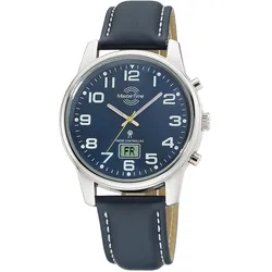 Master Time MTGA-10815-31L Herren-Funkuhr mit Lederarmband Blau