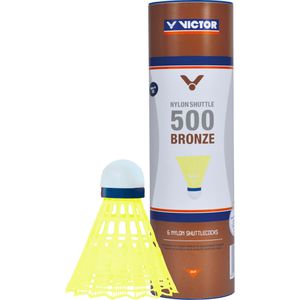 VICTOR Badminton-Bälle Nylon Shuttle 500 Bronze, Trainingsball, mittel, gelb, 6 Stück
