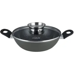STONELINE® CERAMIC Servierpfanne 28 cm, Keramik-Beschichtung, mit Aroma-Glasdeckel, Induktion