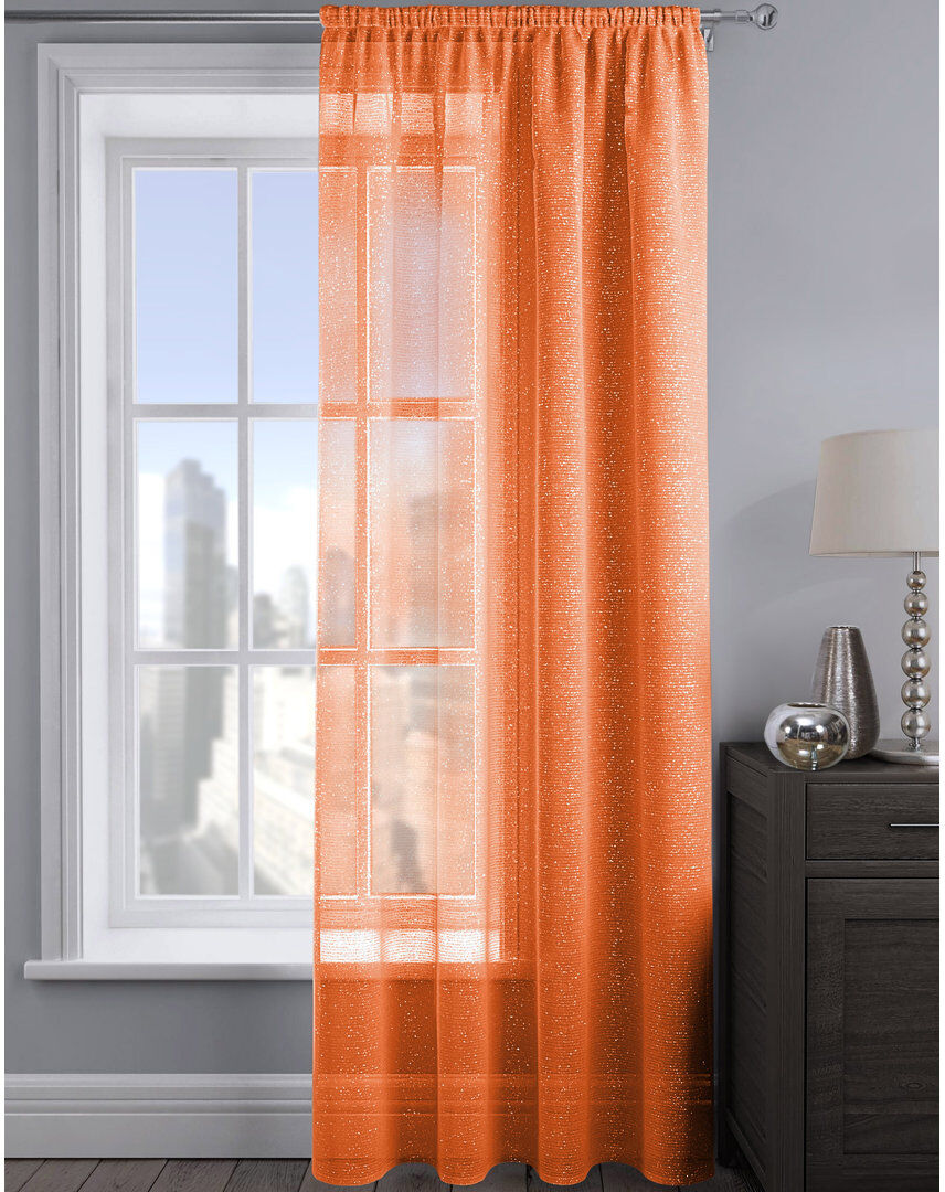 17 Stories Pinchas Semi Sheer Curtain Single Panel Orange 54cm Width x 54cm Drop