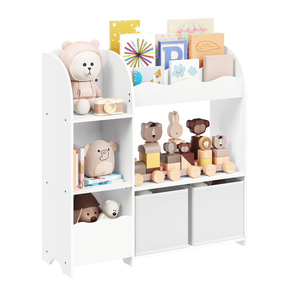 SONGMICS Kinderregal mit 2 Boxen für Spielzeug und Bücher wolkenweiß B34GKR042W01