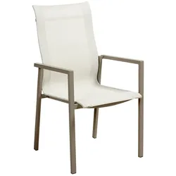 Gartenstuhl Comfy mit Armlehne aus Aluminium und Textilene, modern, taupe off-white, stapelbar