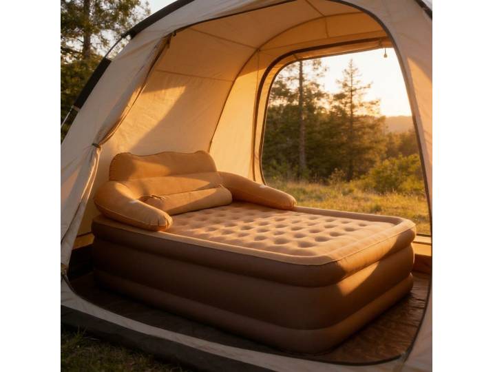 Matelas pneumatique gonflable portable avec dossier et accoudoirs, lit pneumatique pliable en PVC pour la maison et l'extérieur