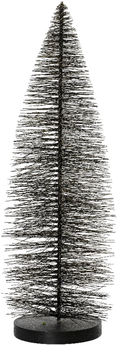 Decoris Kerstboom zwart met goud, 30 cm