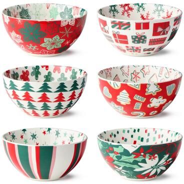 "Certified International Holiday Spruce Set of 6 All Purpose Bowl 6.25in - 6"" L x 6"" W x 3"" H"
