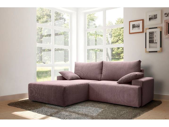 Ecksofa EXXPO - SOFA FASHION Orinoko, aktuelles Design und hoher Sitzkomfort, L-Form , rosa (rose), B:240cm H:92cm T:177cm, Sofas, Ecksofa, inkl. Bettfunktion und Bettkasten, schöne Farben im angesagten Cord