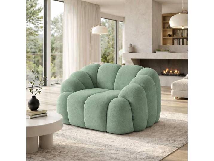 Fauteuil arrondi design en tissu ONDA - Vert