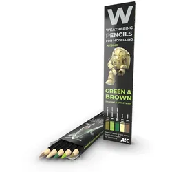 AK Watercolor Pencil Set Green and Brown Camouflages