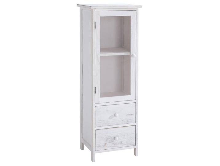 CARO-Möbel Vitrine Etania weiß, Weiß, Holz, Paulownia, Vintage, 32x104x27 cm, Esszimmer, Vitrinen, Vitrinenschränke