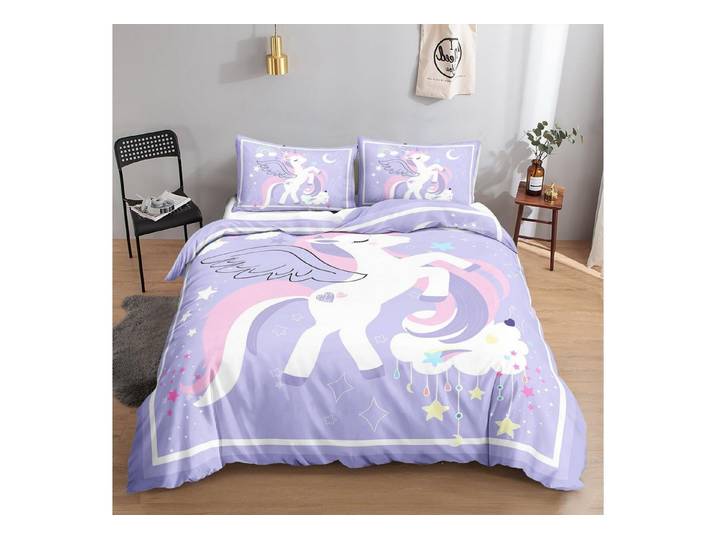 LuxusKollektion Jugendbettwäsche Bettwäsche Einhorn Lila 135x200cm