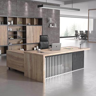 WESOME L-shaped Executive Office Desk with 2 Drawers 4 Wheels File Cabinets Cable Management