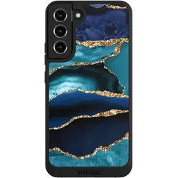 Nivocase Handyhülle für Samsung Galaxy S22+ Hülle NIVOpure Case Schwarz Glitzer Look Marmor Trends (Samsung Galaxy S22+), Smartphone Hülle, Schwarz