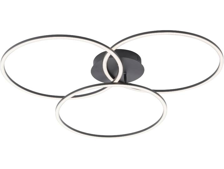 JUST LIGHT LED Deckenleuchte IVANKA , schwarz, 3, Ø 44,4cm H: 9cm, 1 Stk., Leuchten, stufenlos dimmbar (SimplyDim - Funktion); zwei Ringe sind schwenkbar, LED Deckenleuchte