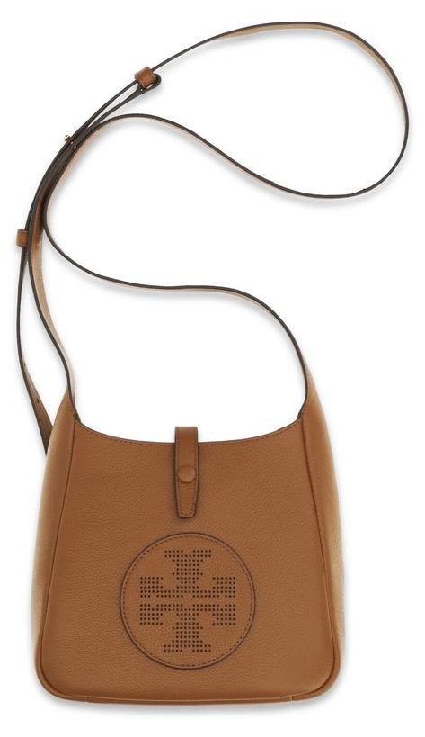 Tory Burch Miller Swing genarbtes Leder braun Medaillon T