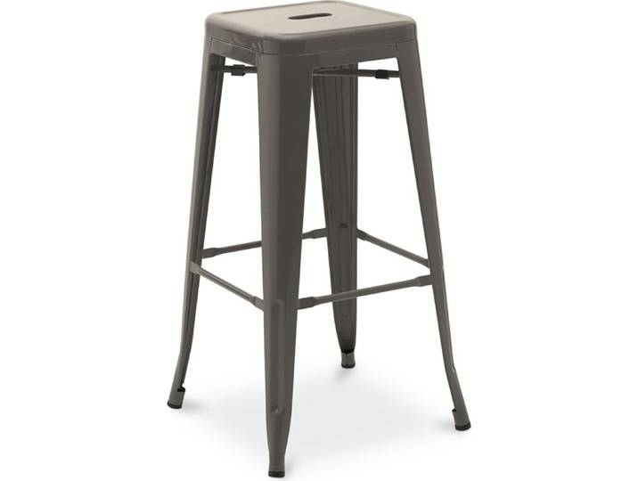 Tabouret de bar - Design industriel - 76cm - Metalix Gris foncé