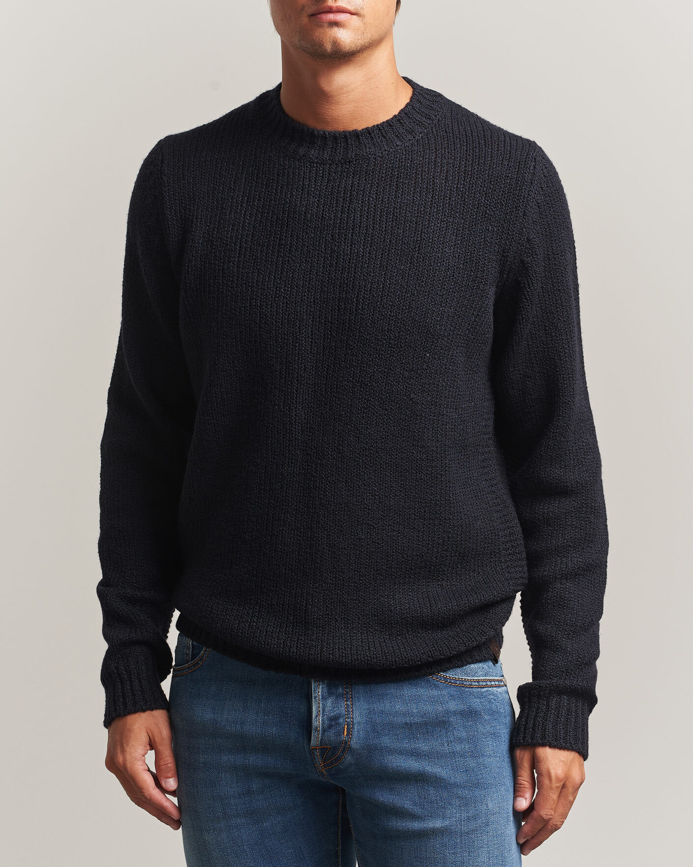Jacob Cohën Muffled Virgin Wool Link Stitch Sweater Navy men XL Blå