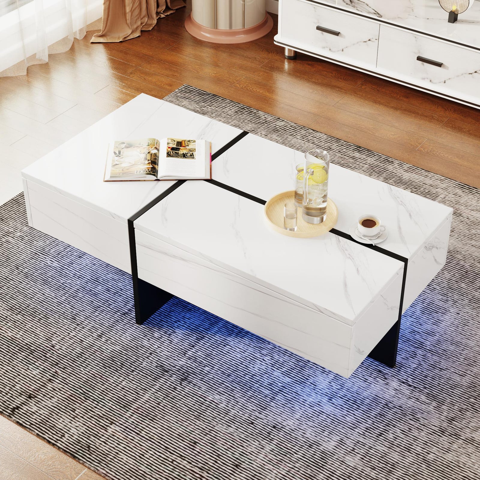 Moonbite Salontafel met LED-verlichting bedienbaar via app - Wit