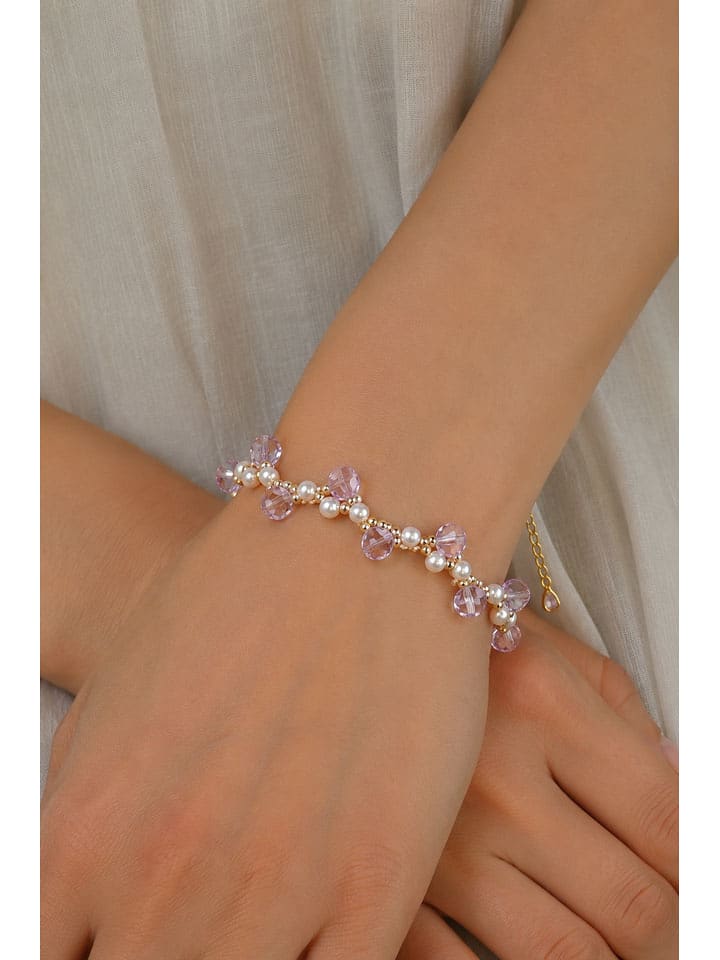 Pierres delicates Vergold. Armkette mit Perlen und Kristallen - onesize
