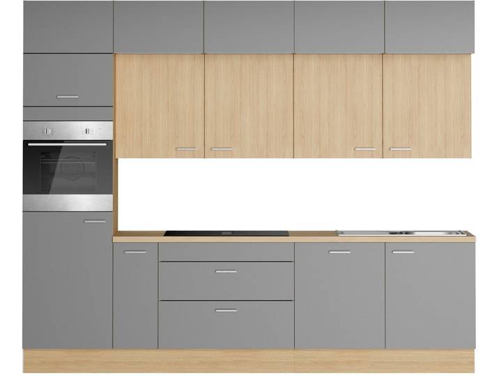 KOCHSTATION Küchenzeile KS-Lucy wahlweise mit Induktionskochfeld mit integriertem Dunstabzug, Breite 300 cm, Soft-Close, inkl. Zubehör, wahlweise mit E-Geräten