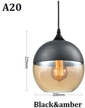 On Spot Shop Nordic Pendant Lamp, Modern Glass Hanging LED Light Fixture For Restaurant, Living Room, Bedroom, Indoor Decoration a Black Amber